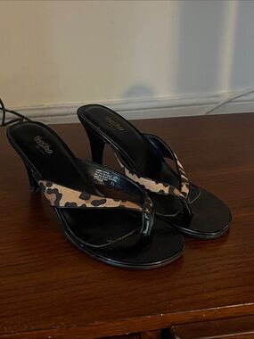Mossimo Supply Co. Leopard-Print Thong Heels in Black and Brown